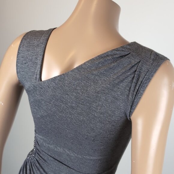 Vintage Y2K Dynamite Faux Wrap Dress Studded Gathered Asymmetric Mini Bodycon - Picture 9 of 14